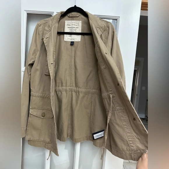 Vintage Y2K Tommy Hilfiger Women’s Military Tan Button Down Jacket Size Medium M - Picture 3 of 10